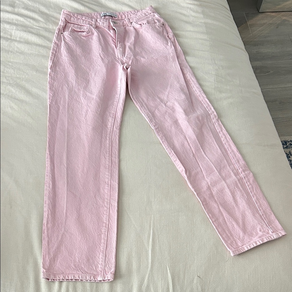 Zara Soft Pink Straight Leg Women's Jeans